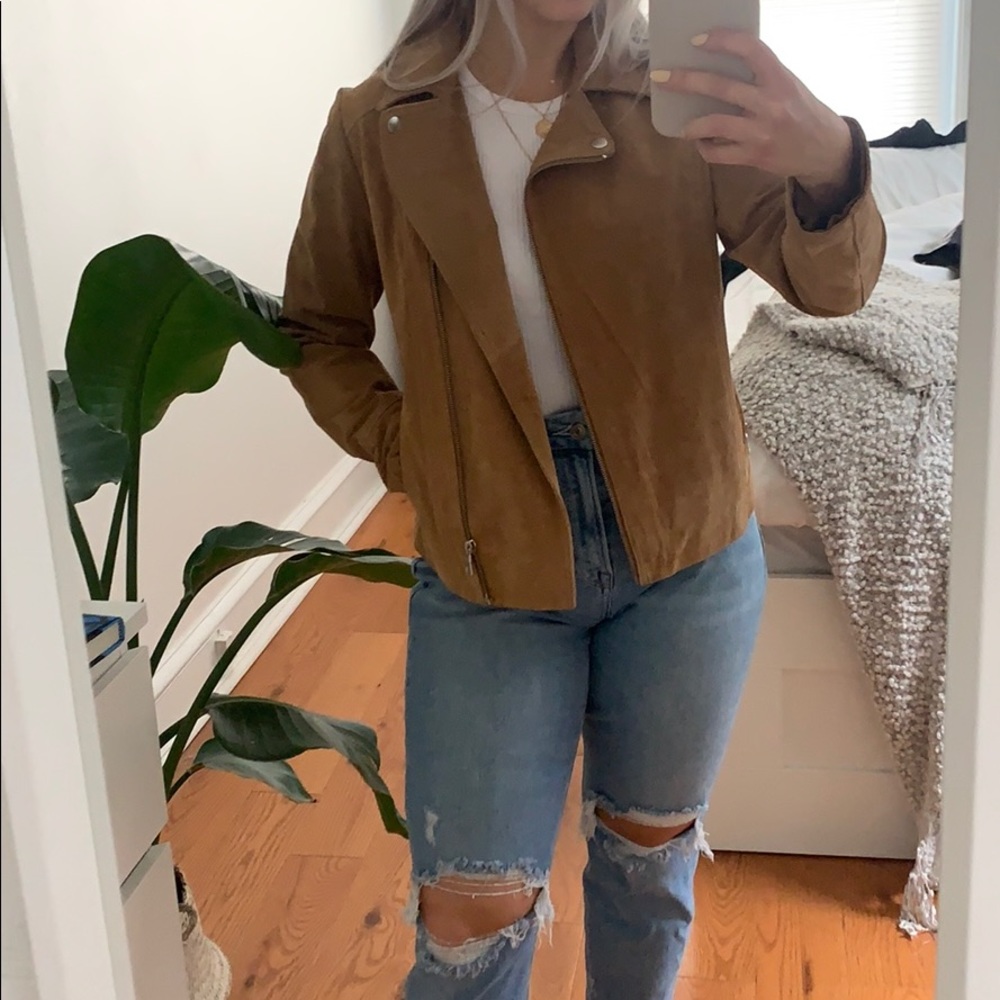 Faux leather brown jacket